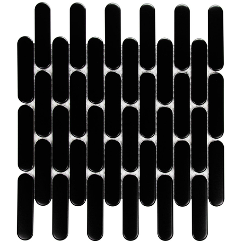 The Mosaic Factory Sevilla mozaïektegel - 30x30cm - 6mm - ovaal - mat black (zwart) SW716264