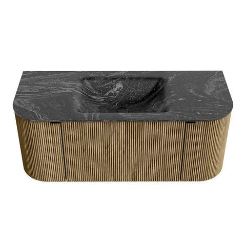 Mondiaz KURVE-DLUX Ensemble de meuble de salle de bains - 110x46x40cm - 1 tiroir - 2 portes - lavabo solid surface - central - sans trou de robinet - Dusk SW1415231