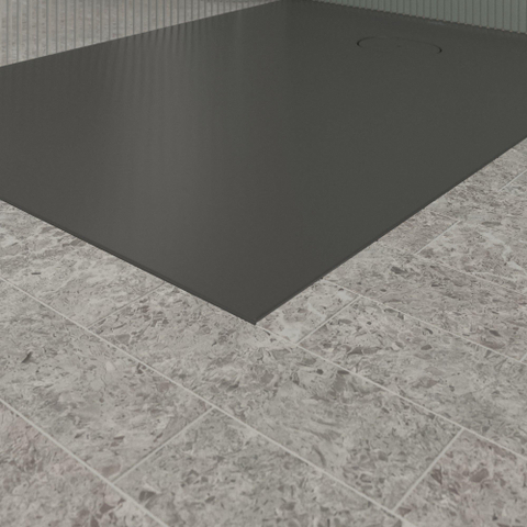 Villeroy & Boch Ecora douchebak - 120x90x3.5cm - afvoer korte zijde - anthracite (antraciet) SW1558889