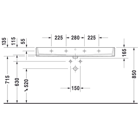 Duravit Vero air Wastafel - geslepen - met 2x1 kraangat - met overloop - 120x47cm - met wondergliss - inclusief bevestiging - wit SW156943