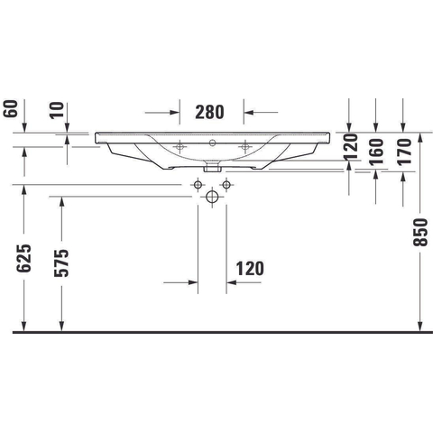 Duravit D-neo Wastafel - met waskom midden - zonder kraangat - met overloop - 100.5x48cm - met wondergliss - wit SW640555