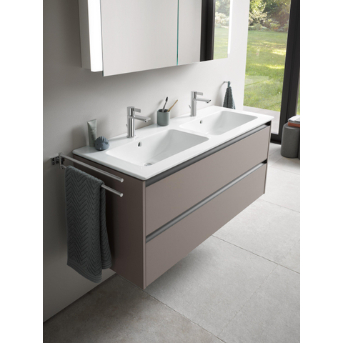 Duravit Ketho.2 Wastafelonderbouwkast - met 2 laden - voor dubbele wastafel - 128x48x55cm - met grepen antraciet - basalt mat SW772217