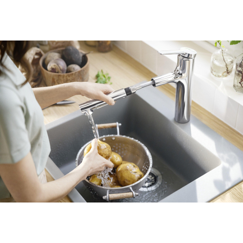 Hansgrohe Zesis M33 - 1 greeps keukenkraan - 160 metalen uittrekbare vdche - 2jet - sbox - chroom SW918593