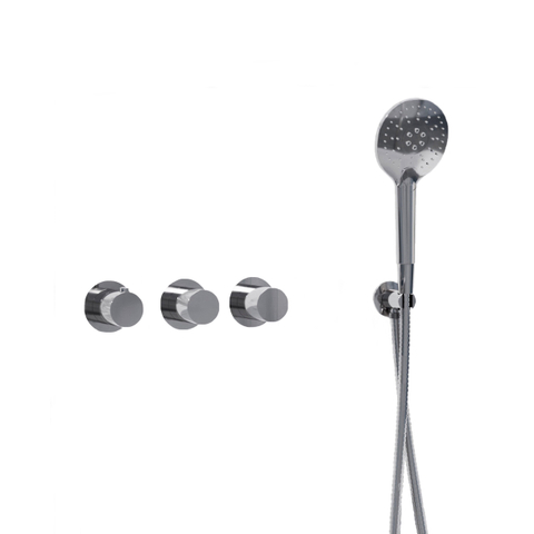 Fortifura Nebbio Badcombinatie-set - thermostaatkraan - wandaansluitbocht - met handdouchehouder - metalen doucheslang - ronde handdouche - badvulcombinatie - hoogglans chroom SW1238012
