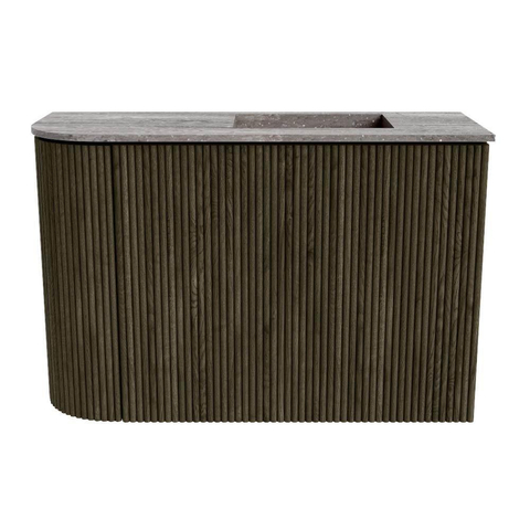 Mondiaz JOYA-DLUX Meuble de toilette 61,6cm - arrondi gauche couleur Shadow - Vasque FAYE position Droite 1 trou de robinet couleur Oza SW1425067