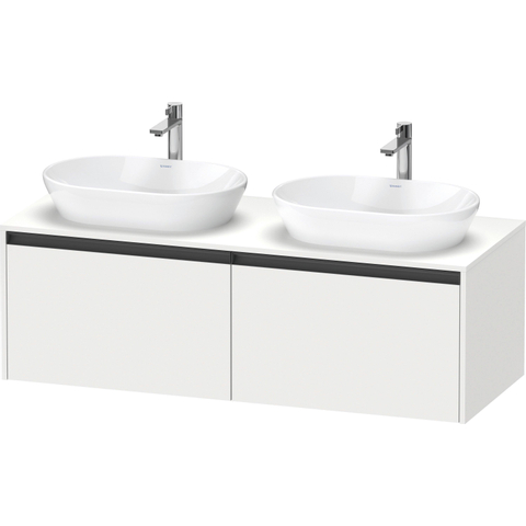 Duravit Ketho.2 Wastafelonderbouwkast - inclusief consoleplaat - met 2 laden - voor dubbele waskommen - 140x55x45.9cm - met handgrepen antraciet - wit mat SW771921