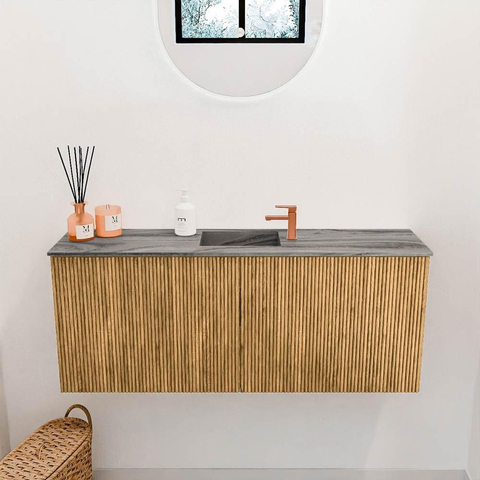 Mondiaz JOYA-DLUX 100cm toiletmeubel - kleur Oak - Wastafel FAYE positie Midden 1 kraangat kleur Sombra. SW1424262