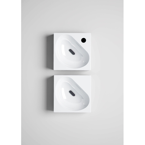Clou Flush Lavabo d'angle 27x27x10cm avec trou de robinet Céramique Blanc SW9333