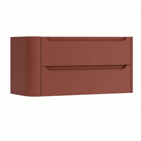 H&R Badmeubelen Juice Meuble sous vasque - 100x45x50cm - angle gauche arrondi - 2 tiroirs - poignée intégrée - Terra mat SW1489595