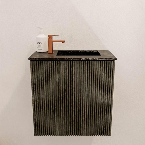 Mondiaz JOYA-DLUX 40cm toiletmeubel - kleur Shadow - Wastafel FAYE positie Rechts 1 kraangat kleur Lava. SW1422827
