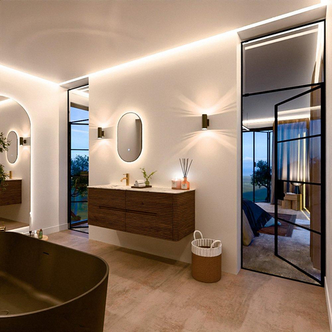 Mondiaz CIRO-DLUX Meuble de salle de bains - 140x45x50cm - Plan vasque Solid surface Glace - 1 lavabo à gauche - 1 trou de robinet - 4 tiroirs - Dusk SW1532894
