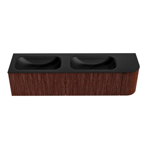 Mondiaz KURVE Badkamermeubelset - 175x46x40cm - 2 lade - 1 deur - wastafel solid surface - dubbel / links - 2 kraangaten - Ruby SW1415389