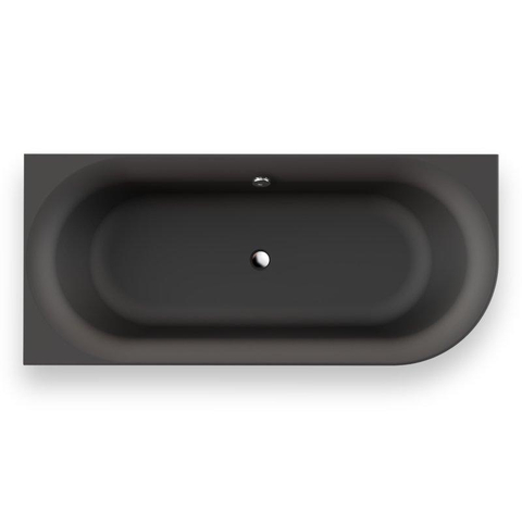Plieger Kansas Baignoire d'angle - 180x80x60cm - angle gauche - avec arrivée d'eau - avec garniture de vidage et de trop-plein - avec pieds - acrylique - noir mat SW1027472