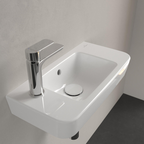Villeroy & Boch O.novo fontein - 50x25cm kraangat links - met overloop CeramicPlus - White Alpine (glans wit) SW448495