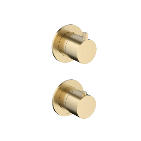 Hotbath Ace Afbouwdeel - voor inbouwthermostaat - 2-weg - omstel - PVD - geborsteld messing (goud) SW1117587
