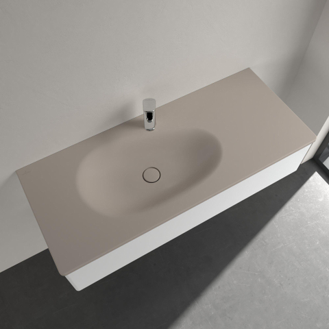 Villeroy & Boch Antao meubelwastafel - 120x50cm - 1 kraangat - met overloop CeramicPlus - mat almond (beige) SW957918