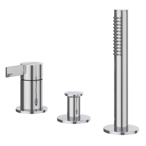 IVY Pact Combinaison pour bord de baignoire - 3 voies - mitigeur - douchette extractible - sans bec - Chrome SW1031159