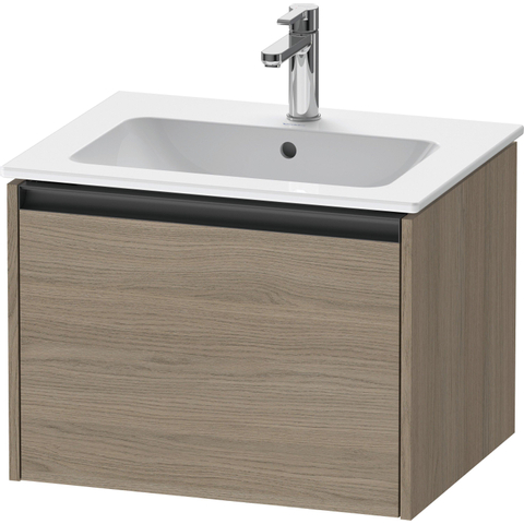Duravit Ketho.2 Wastafelonderbouwkast - met 1 lade - 61x48x44cm - met greep antraciet - eiken terra mat SW772040