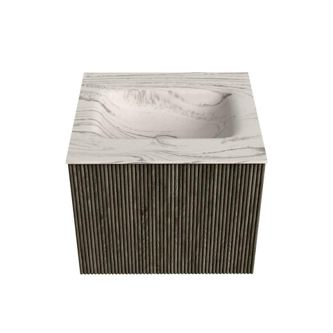 MONDIAZ KURVE-DLUX Meuble de salle de bains 50 cm couleur Shadow avec 1 tiroir et 0 porte. Lavabo GRUNNE Central sans trou de robinet Nata. SW1432243