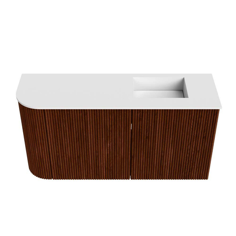 Mondiaz JOYA 81.6cm toiletmeubel - ronding links kleur Ruby - Wastafel FAYE positie Rechts Zonder kraangat kleur Talc. SW1421762