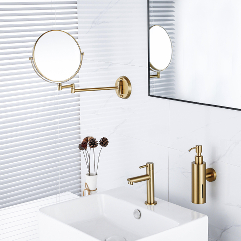 Fortifura Calvi make-up spiegel - 20cm - rond - PVD - geborsteld messing (goud) SW1126039