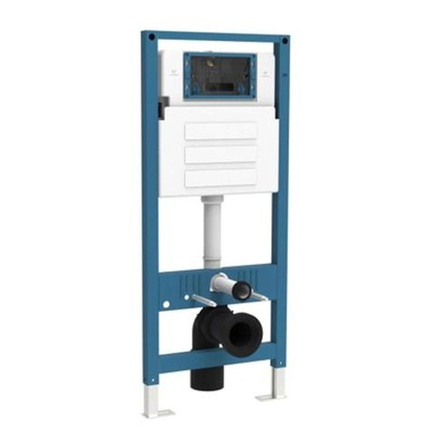 QeramiQ Dely Swirl Ensemble WC - réservoir encastré QeramiQ Flush - abattant 35mm - plaque de commande en métal laiton brossé - boutons ronds - blanc brillant SW1578451