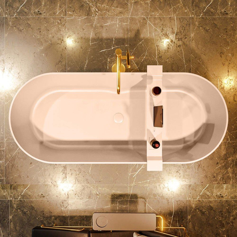 MONDIAZ ROCK Baignoire îlot - 170x70cm - couleur Plata / Talc SW1015106