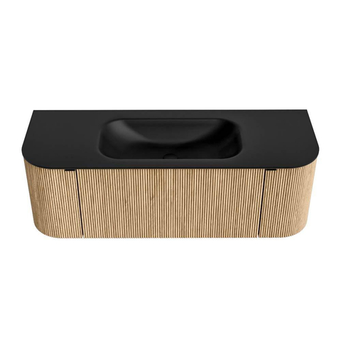MONDIAZ KURVE Meuble de salle de bains 130cm avec module 25 Len R couleur Chêne avec 1 tiroir et 2 portes. Lavabo BIG SMALL central 1 trou de robinet Urban. SW1138367