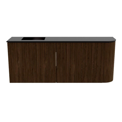 Mondiaz JOYA 101.6cm meuble de salle de bains - arrondi droit couleur Noyer - Vasque FAYE position Gauche 1 trou de robinet couleur Urban. SW1421412