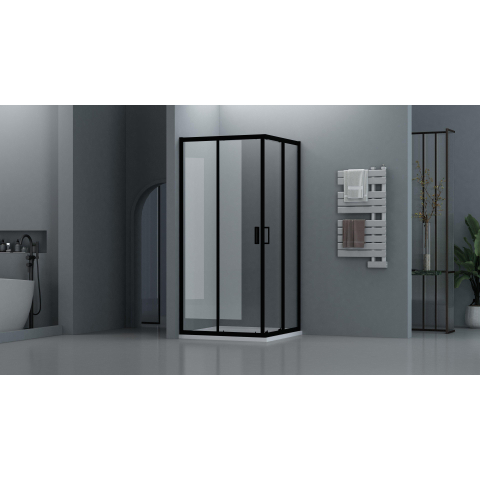 FugaFlow Efficiente Vetro Cabine de Douche - 80x80 cm - carré - noir mat SW1470181