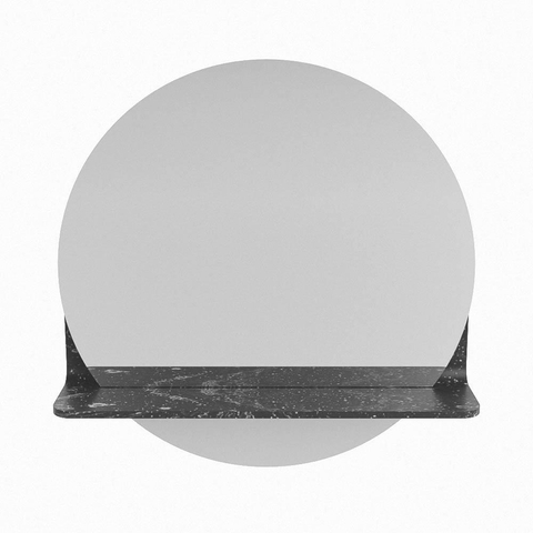 Mondiaz SPOT miroir – Ø 50 cm – avec tablette – Lava (marbre noir) SW1235643