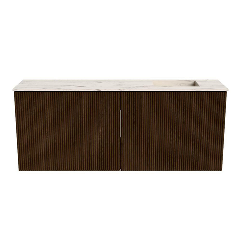 Mondiaz JOYA-DLUX 100cm toiletmeubel - kleur Walnut - Wastafel FAYE positie Rechts Zonder kraangat kleur Nata. SW1424503