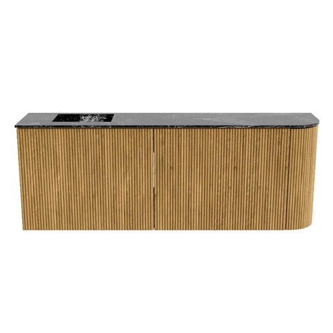 Mondiaz JOYA-DLUX 111.6cm toiletmeubel - ronding rechts kleur Oak - Wastafel FAYE positie Links 1 kraangat kleur Lava. SW1422103