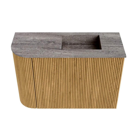 Mondiaz JOYA-DLUX 61.6cm toiletmeubel - ronding links kleur Oak - Wastafel FAYE positie Rechts 1 kraangat kleur Oza. SW1424139