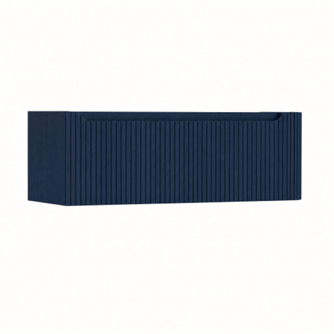 H&R Badmeubelen Juice Wastafelonderkast - 120x45x40cm - rechterhoek afgerond - 3D-front - 1 lade - geïntegreerde greep - blue oak SW1259812