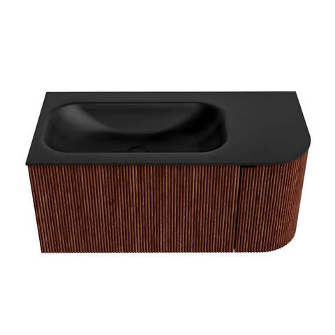Mondiaz KURVE Badkamermeubelset - 95x46x40cm - 1 lade - 1 deur - wastafel solid surface - links - 1 kraangat - Ruby SW1415408