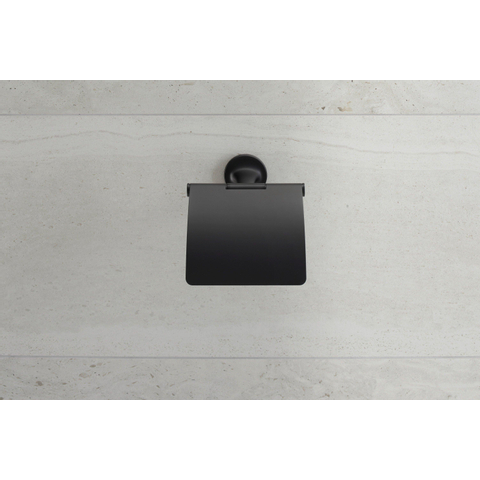 Duravit Starck T Toiletrolhouder - met klep - mat zwart SW297081
