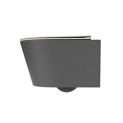 Mondiaz LAVIE WC suspendu – sans bride – 36 x 53 cm – avec abattant softclose – Dark grey (gris), abattant Linen (blanc cassé) SW1208648