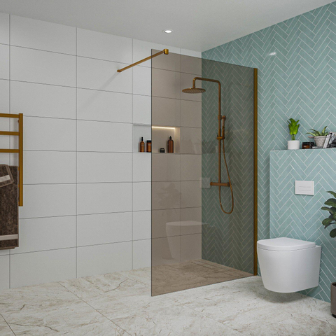 Fortifura Galeria Douche à l'italienne - 120x200cm - verre fumé - Cuivre brossé SW876940