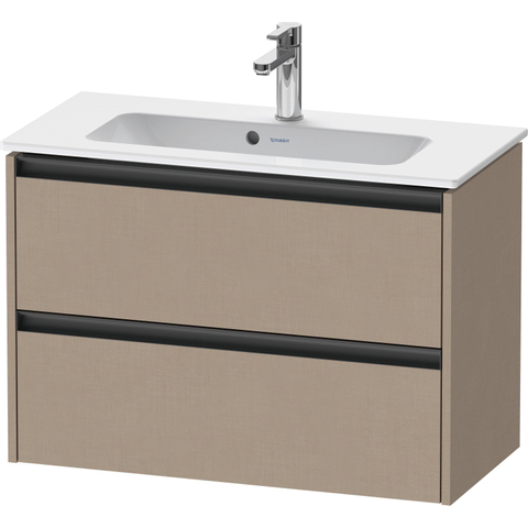 Duravit Ketho.2 Wastafelonderbouwkast - met 2 laden - 81x39x54.9cm - met grepen antraciet - linnen mat SW773063
