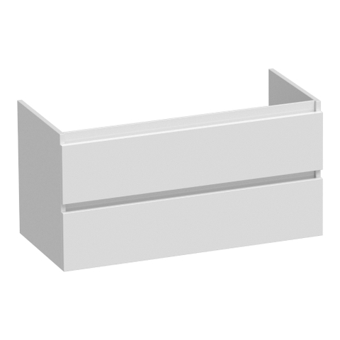 BRAUER Joy Meuble sous-lavabo - 100x46x50cm - 2 tiroirs softclose - sans poignées - 1 découpe pour siphon - blanc brillant SW1201008