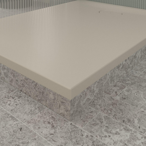 Villeroy & Boch Ecora douchebak - 120x90x3.5cm - afvoer korte zijde - almond (beige) SW1558946