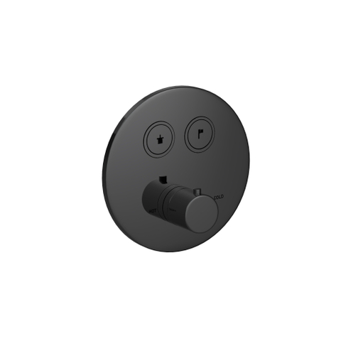 Hotbath Cobber Afbouwdeel - Inbouwthermostaat - met 2 push Buttons - PVD - gepolijst zwart SW1245639