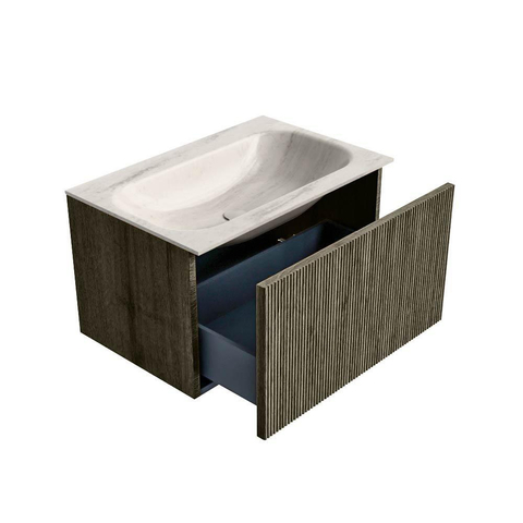 MONDIAZ KURVE-DLUX 70cm badmeubel kleur Shadow met 1 lade en 0 deuren. Wastafel BIG SMALL Midden zonder kraangat Meli. SW1431770