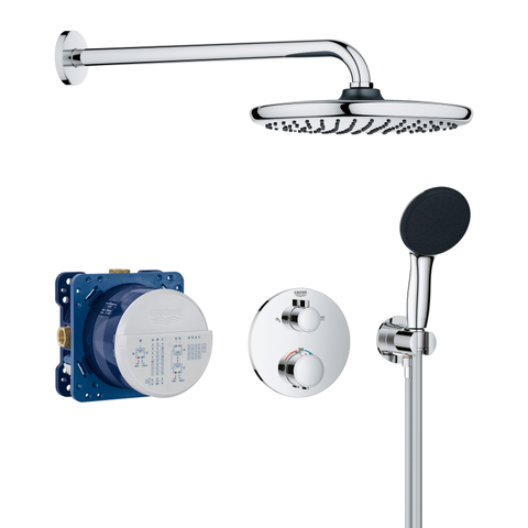 Grohe Precision ensemble de douche pluie encastré – thermostatique – douche de tête Ø 25 cm – douchette 2 jets – chrome SW1120185