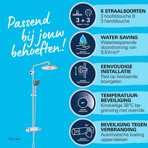 GROHE Vitalio Joy Regendoucheset Opbouw - hoofddouche 26cm - handdouche rond - chroom OUTLETSTORE STORE44207
