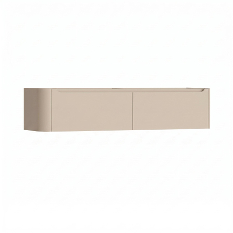 H&R Badmeubelen Juice Wastafelonderkast - 180x45x40cm - linkerhoek afgerond - 2 lades - geïntegreerde greep - Merino SW1491236