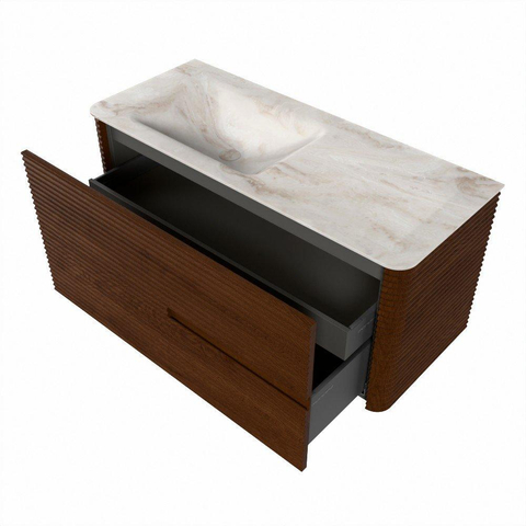 Mondiaz CIRO-DLUX Ensemble de meubles de salle de bains - 110x45x50cm - vasque solid surface Frappe - 1 bassin à gauche - 1 trou de robinet - 2 tiroirs - Ruby SW1531298