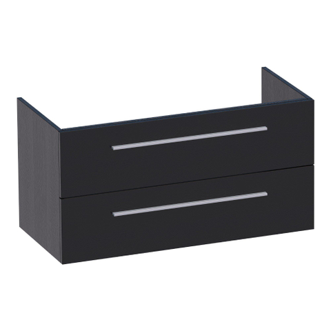 BRAUER EX Meuble sous lavabo - 100x46x50cm - 2 tiroirs softclose - sans poignée - 1 découpe pour le siphon - MFC - bois noir sw6436