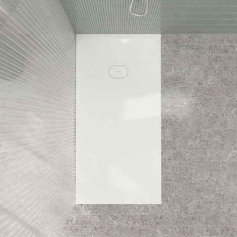 Villeroy & Boch Ecora douchebak - 160x80x4.5cm - afvoer korte zijde - white alpine (wit) SW1558923